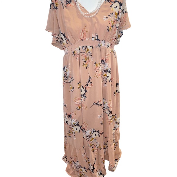 - Maternity Isabel floral maxi dress v-neck angel sleeves size xl NWOT🌸 - Picture 3 of 8